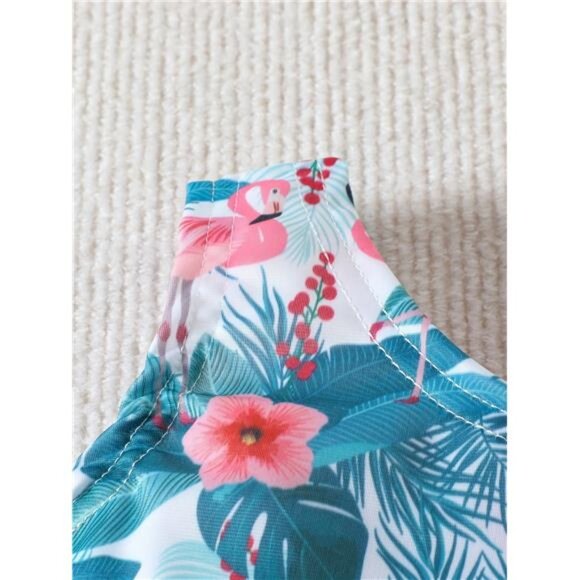 Girls' Fashion Bikini Set with Off-Shoulder Bow, Flamingo, 9-12 Months Old - Picture 4 of 9